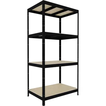 Dílenský regál Regál do technické místnosti Biedrax 35 x 90 x 180 cm, černý, 4 police OSB 10 mm, nosnost 300 kg na polici