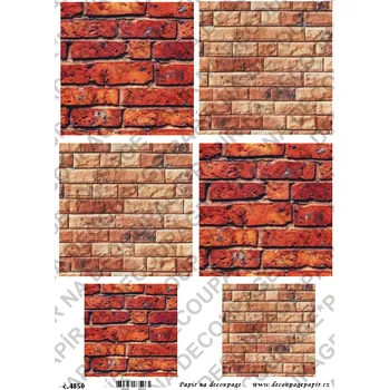 Umělecký papír Rýžový papír, soft papír na decoupage - Cihly na domečky - KB4850 Materiál: Soft, Rozměr: A4