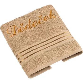 Ručník Bellatex Froté ručník kolekce Linie s výšivkou Dědeček 50x100 cm Hnědá