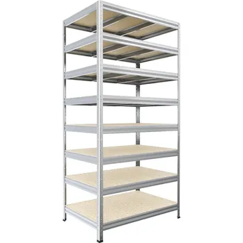 Dílenský regál Bezšroubový regál Biedrax 45 x 90 x 240 cm, pozink, 8 polic OSB 10 mm, nosnost 300 kg na polici