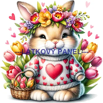 Látkový panel - Zajíček - VE-68 Velikost: 30x30cm, Materiál: Teplákovina nepočesaná