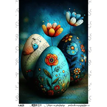 Výtvarný papír Rýžový papír, soft papír na decoupage - Velikonoční modré - KB4836 Materiál: Soft, Rozměr: A4