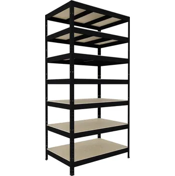 Dílenský regál Regál do skladu Biedrax 35 x 90 x 210 cm, černý, 7 polic OSB 10 mm, nosnost 300 kg na polici