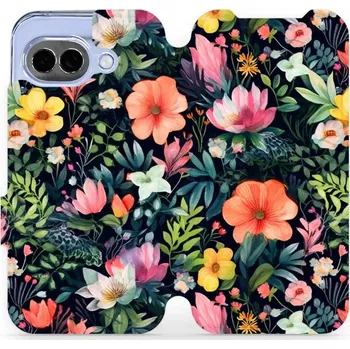 Pouzdro na mobilní telefon Flip pouzdro Mobiwear na mobil Google Pixel 10a - VP48S, pestré kvítky (Knížkové flip pouzdro, obal, kryt na mobil Google Pixel 10a, tenký design, silikonová vanička, stojánek)