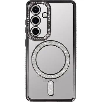 Pouzdro na mobilní telefon Zadní kryt Bling Magsafe pro Samsung Galaxy S25 černý
