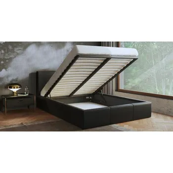 Postel Čalouněná postel 160x200 cm VIP se zdvižným roštem ČERNÁ