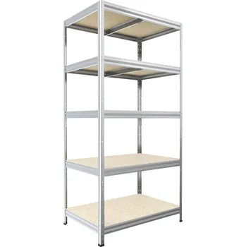 Dílenský regál Bezšroubový regál Biedrax 50 x 60 x 210 cm, pozink, 5 polic OSB 10 mm, nosnost 200 kg na polici