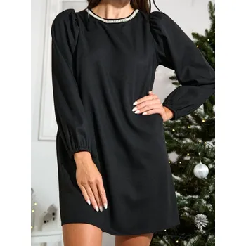 Dámské šaty Sinsay - Mini šaty s ozdobnými kamínky u výstřihu - černá - 493BA-99X - 493BA-99X-XXS-1