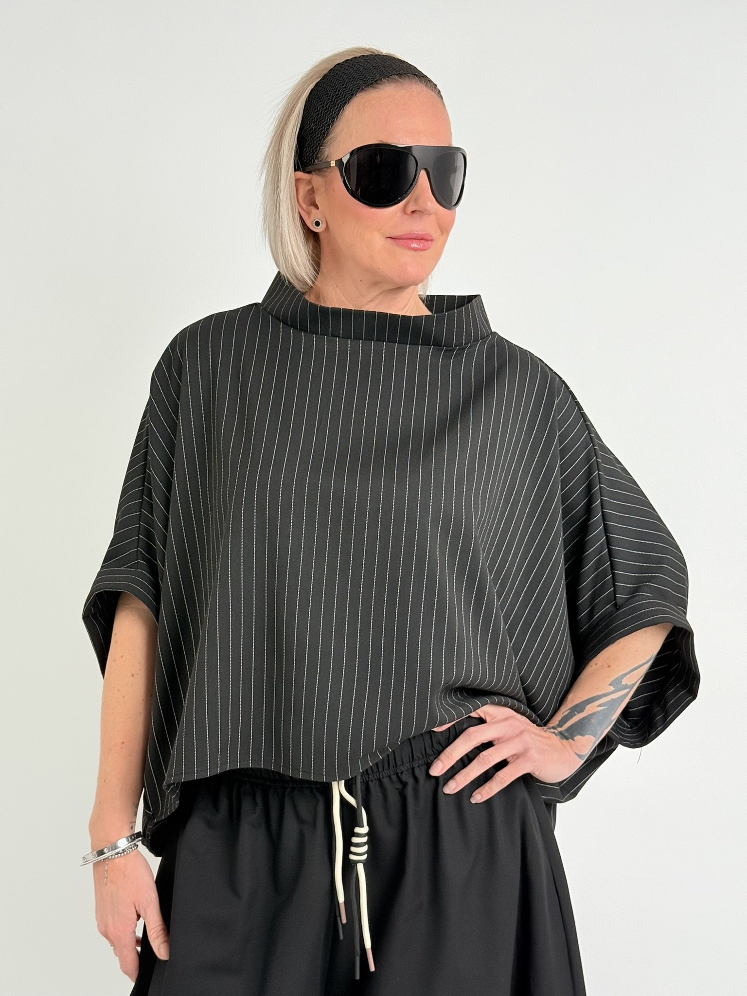 Miss City Official Černá tunika STRIPED Černá, UNI S-XL