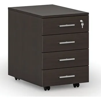 Zásuvkový kontejner B2B Partner Kancelářský mobilní kontejner PRIMO WOOD, 4 zásuvky, wenge