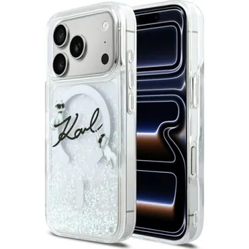 Pouzdro na mobilní telefon Karl Lagerfeld - MagSafe s třpytivým logem Karl Script (KLHMP17L6LKSCAMT) - iPhone 17 Pro - čirý