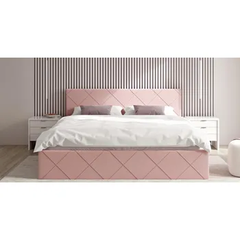 Postel Čalouněná postel CARO 140x200 s kovovým zdvižným roštem RŮŽOVÁ