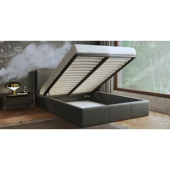 Postel Čalouněná postel 180x200 cm VIP se zdvižným roštem ŠEDÁ