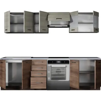 Kuchyňská linka Kuchyňská sestava Amanda 2 260 - Halmar Ořech 260x214 cm