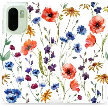 Pouzdro na mobilní telefon Flip pouzdro Mobiwear na mobil OnePlus 15R - MP04S, luční kvítí (Knížkové flip pouzdro, obal, kryt na mobil OnePlus 15R, tenký design, silikonová vanička, stojánek)