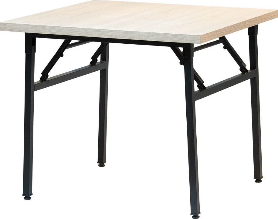 Rozměry rámu: Délka 75 cm Šířka: 75 cm Výška: 77 cm Tloušťka oceli 1,2 mm Vlastnosti rámu: Černá barva Práškově lakovaný Vyrobeno z oceli Plastové nohy. Vlastnosti desky stolu: Barva dub Sonoma Dřevotřísková deska potažená laminátem Rozměr 90x90 cm. Tlouš