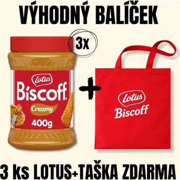 Čokoláda LOTUS BISCOFF Pomazánka ze sušenek Lotus Biscoff Creamy 400 g 3 ks + LOTUS Taška ZDARMA