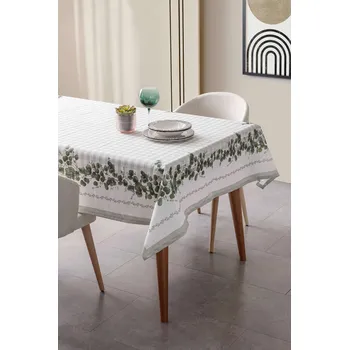 prostírání ASIR Ubrus EUCALYPT 150 x 200 cm zelená bílá