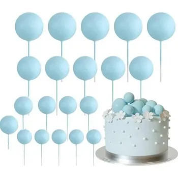 Jedlá dekorace na dort Dortisimo Zápich do dortu Koule světle modré různé velikosti (20 ks)
