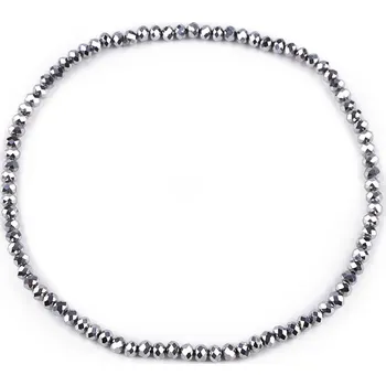 Náramek Náhrdelník pružný z broušených skleněných korálků, střední, 7 stříbrná