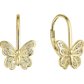 Náušnice EVOLUTION GROUP CZ Pozlacené stříbrné náušnice motýlci - 11500.1