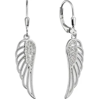 Náušnice EVOLUTION GROUP CZ Stříbrné dlouhé náušnice andělská křídla se zirkony - 11544.1