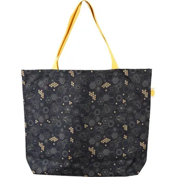 Pleva Omyvatelná nákupní taška z pevné kočárkoviny, tmavý včelí motiv