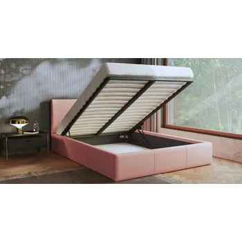Postel Čalouněná postel 160x200 cm VIP se zdvižným roštem RŮŽOVÁ
