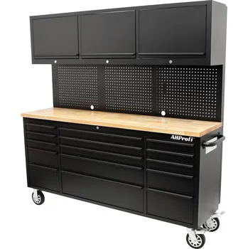 Pojízdný pracovní stůl s děrovanou deskou a horními skříňkami - AH7218B