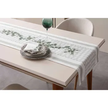 prostírání ASIR Běhoun EUCALYPT 50 x 150 cm zelená bílá