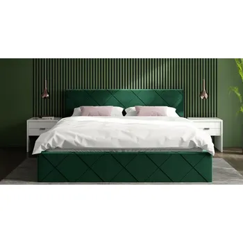 Postel Čalouněná postel CARO 140x200 s kovovým zdvižným roštem ZELENÁ