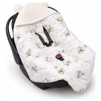 Autosedačka Oteplená zavinovací deka s kapucí, bavlna, 90 x 90 cm - Malá myška; béžová; 100 % bavlna, duté vlákno