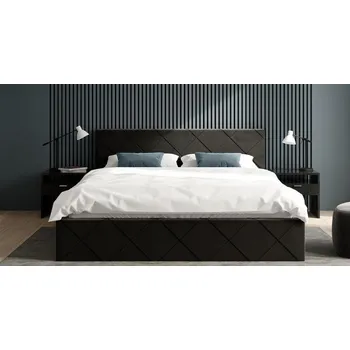 Postel Čalouněná postel CARO 160x200 s kovovým zdvižným roštem ČERNÁ