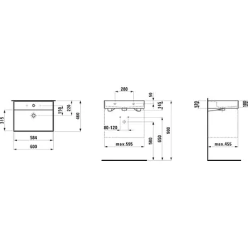 Umyvadlo Kartell LAUFEN - umyvadlo (H810333) Barva: Bílá mat, Provedení: 1 otvor pro baterii, středový