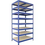 Regál do domácnosti Biedrax 35 x 60 x 210 cm, modrý, 8 polic OSB 10 mm, nosnost 200 kg na polici