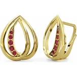 Couple, Visací náušnice Lacrima, žluté zlato s červenými zirkony, 585-66-3-0409.0Z00.0.00.004.08