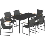 Outsunny Zahradní nábytek Outsunny, sedací souprava 150 x 80 cm, skleněný stůl se 6 prodyšnými židlemi, dekorativní područky, černá