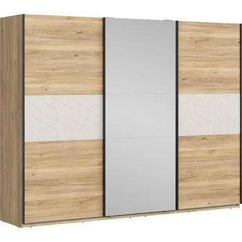 Šatní skříň Šatní skříň Glamour posuvná se zrcadlem 270 - Black Red White - BRW 270x210.5 cm