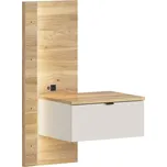 Noční stolek Glamour pravý se zásuvkou, LED osvětlením a USB portem k posteli - Black Red White - BRW 50x98 cm