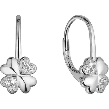 Náušnice EVOLUTION GROUP CZ Stříbrné náušnice čtyřlístky se zirkony - 11502.1