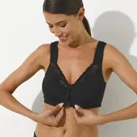 Stahující podprsenka se zapínáním vpředu, bez kostic černá 90F