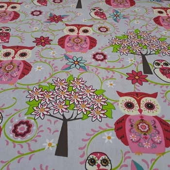 Pro útulný domov bavlněná látka SOVY RŮŽOVÉ