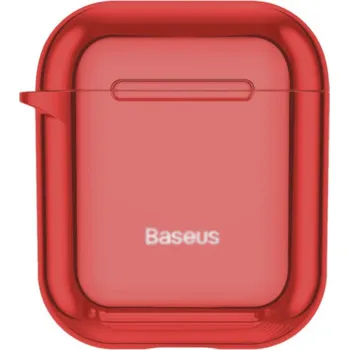 Pouzdro na mobilní telefon Baseus lesklý obal s karabinou pro AirPods 1 / 2 - červený