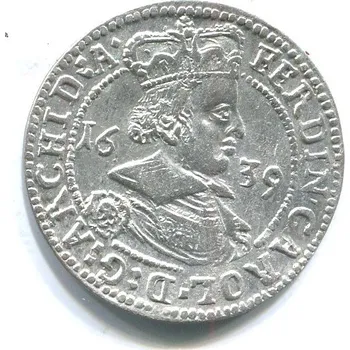 TYROLY. Arcivévoda Ferdinand Karel (1632 - 1662). 3 Kreuzer 1639. Hall. Ag.