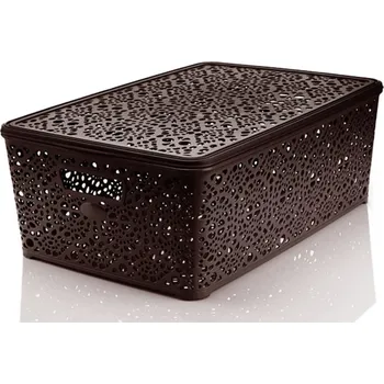 Úložný box Mega Plast Monako košík s víkem 40,3 x 27 x 14,5 cm