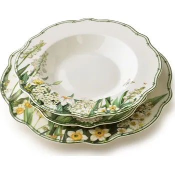 Talíř Mondex Lea Elegant HTTB1868-SR 18 ks bílá/zelená