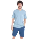 Pyžamo se šortkami ze 2 materiálů Easy Coton Athena® modrá XL