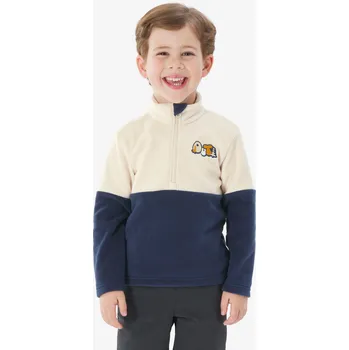 Pánská mikina QUECHUA Dětská turistická fleecová mikina MH 500 5-6 LET BÉŽOVÁ|MODRÁ