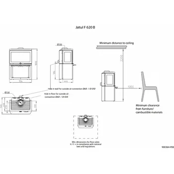 Krbová kamna Jotul F 620 B BP - podstavec , černý lak