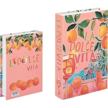 Falešná kniha LA DOLCE VITA dekorace s motivem pomerančů, neotevíratelná